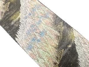 流水に樹木模様織り出し　袋帯